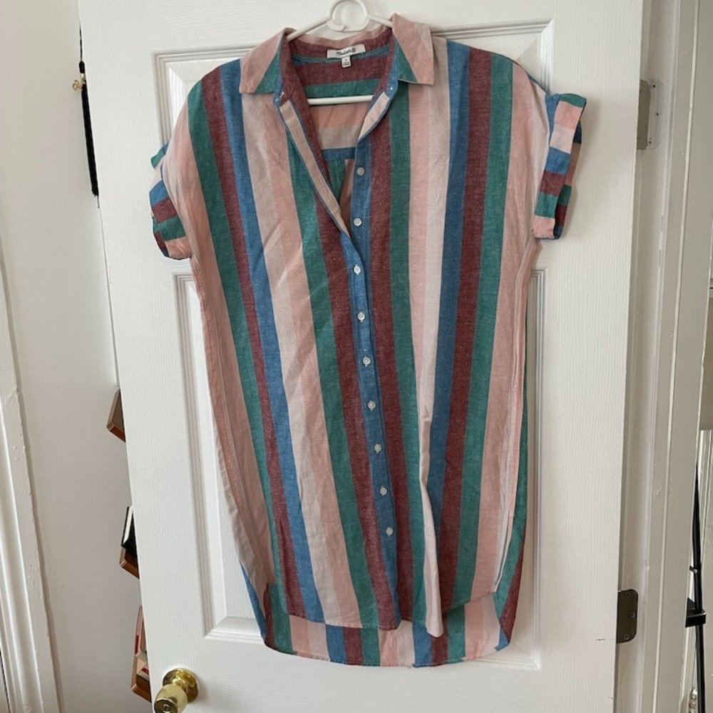 Madewell button down shirt dress, boxy stripe sz S
